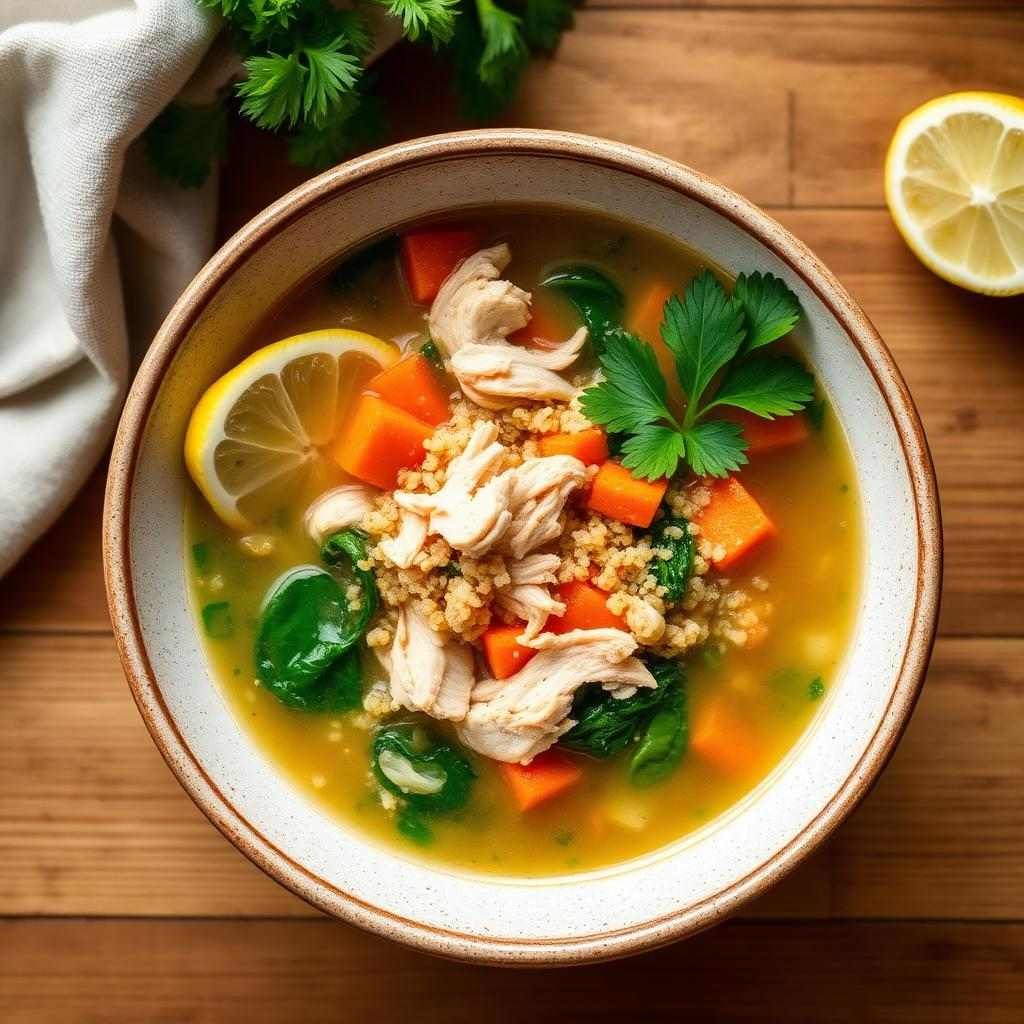 Halal High Protein Chicken Quinoa Soup