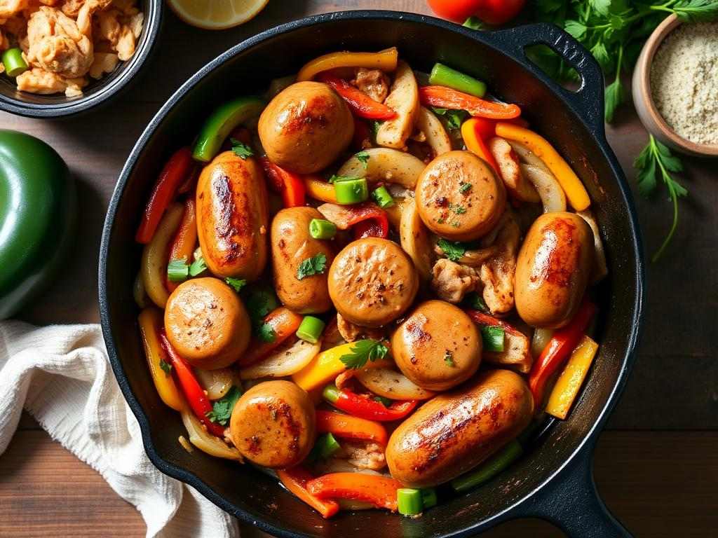 Halal High Protein Chicken Sausage Skillet Recipe