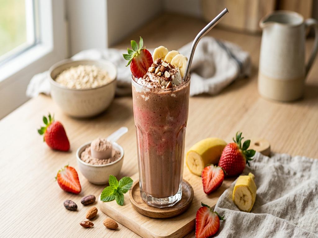 Halal High Protein Chocolate Strawberry Banana Shake Recipe