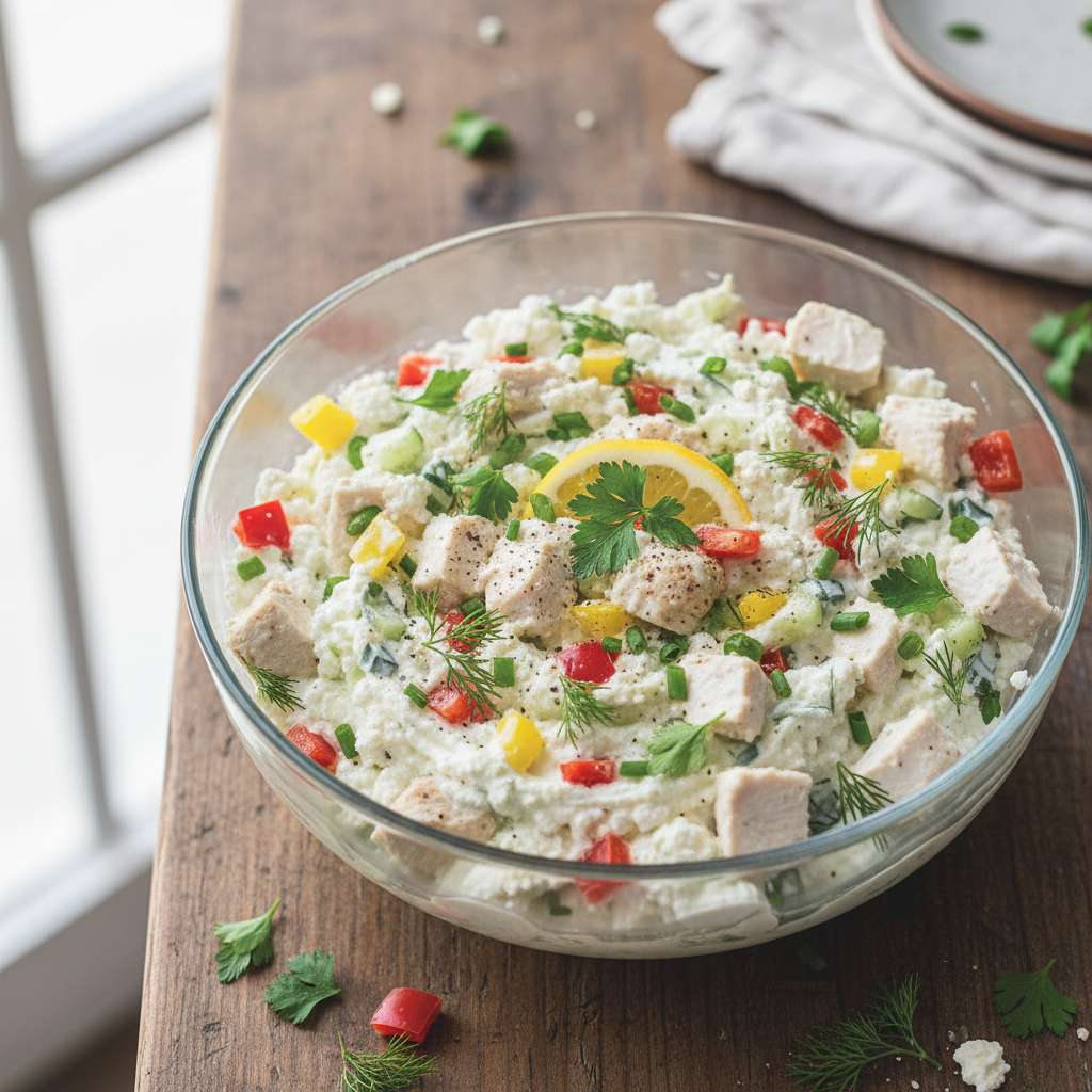 Halal High Protein Cottage Cheese Chicken Salad