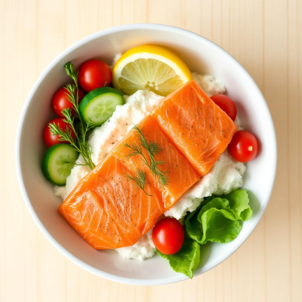 Halal High Protein Cottage Cheese Salmon Bowl Recipe