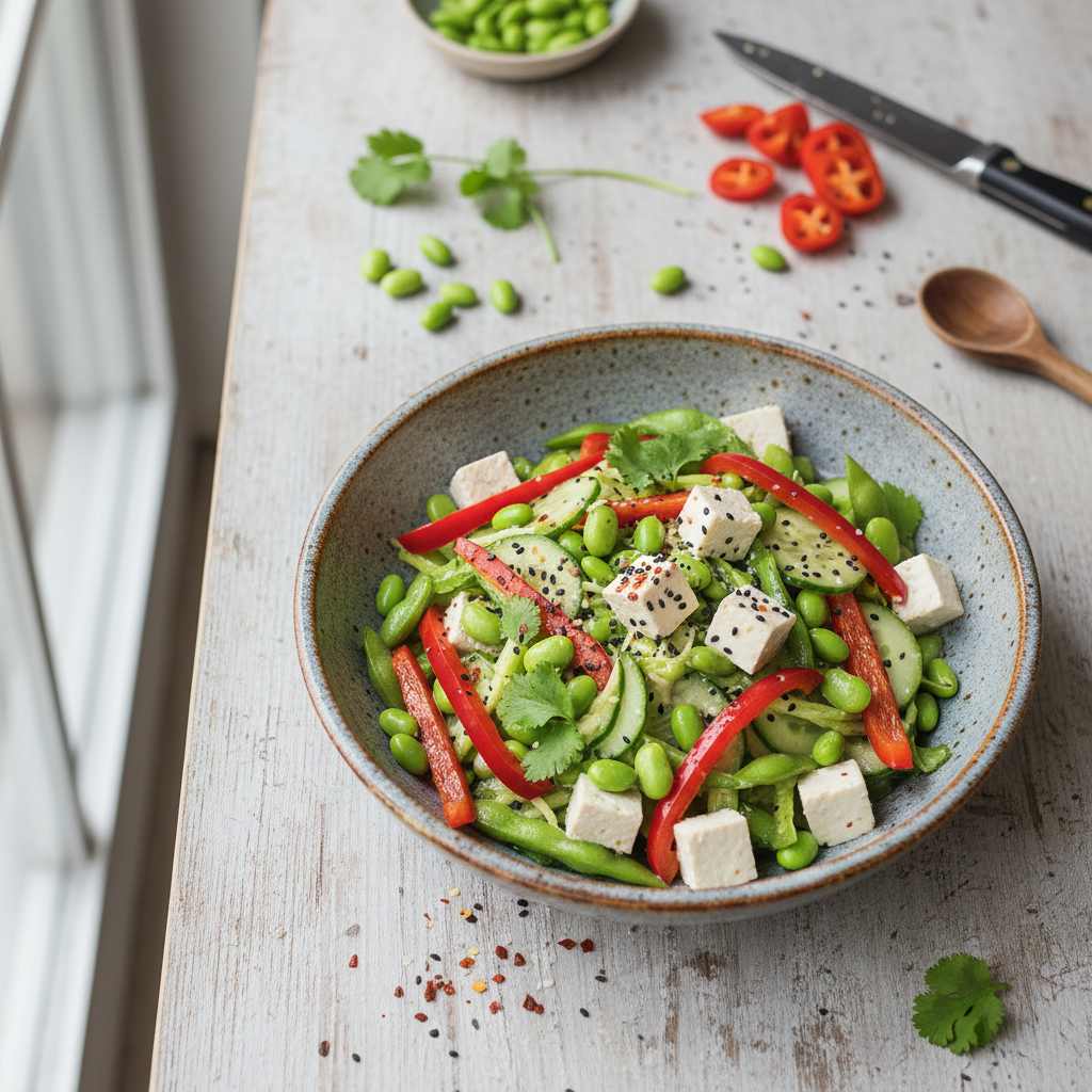 Halal High Protein Edamame Salad Recipe (Asian Fusion)