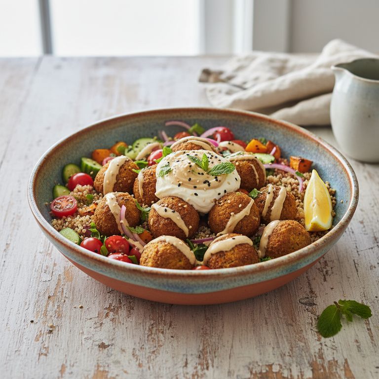 Halal High Protein Falafel Protein Bowl Recipe with Tahini