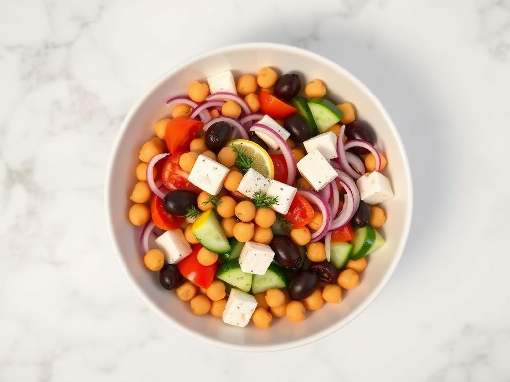 Halal High Protein Greek Chickpea Salad Recipe