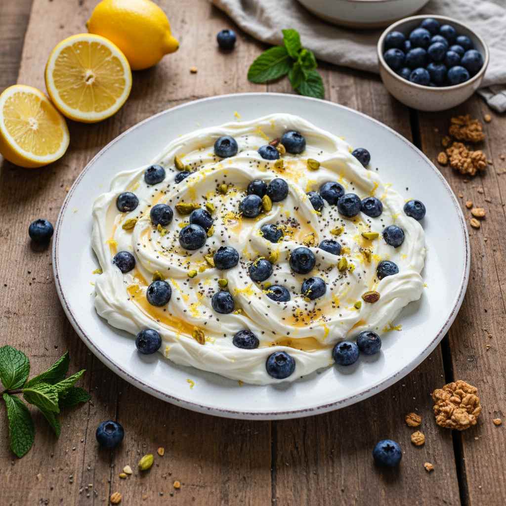 Halal High Protein Lemon Blueberry Greek Yogurt Bark Recipe