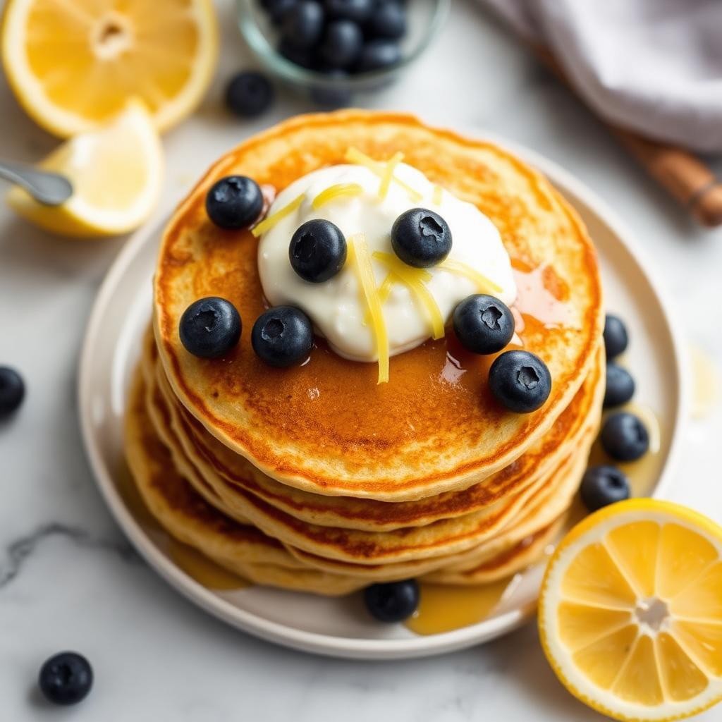 Halal High Protein Lemon Ricotta Breakfast Pancakes Recipe