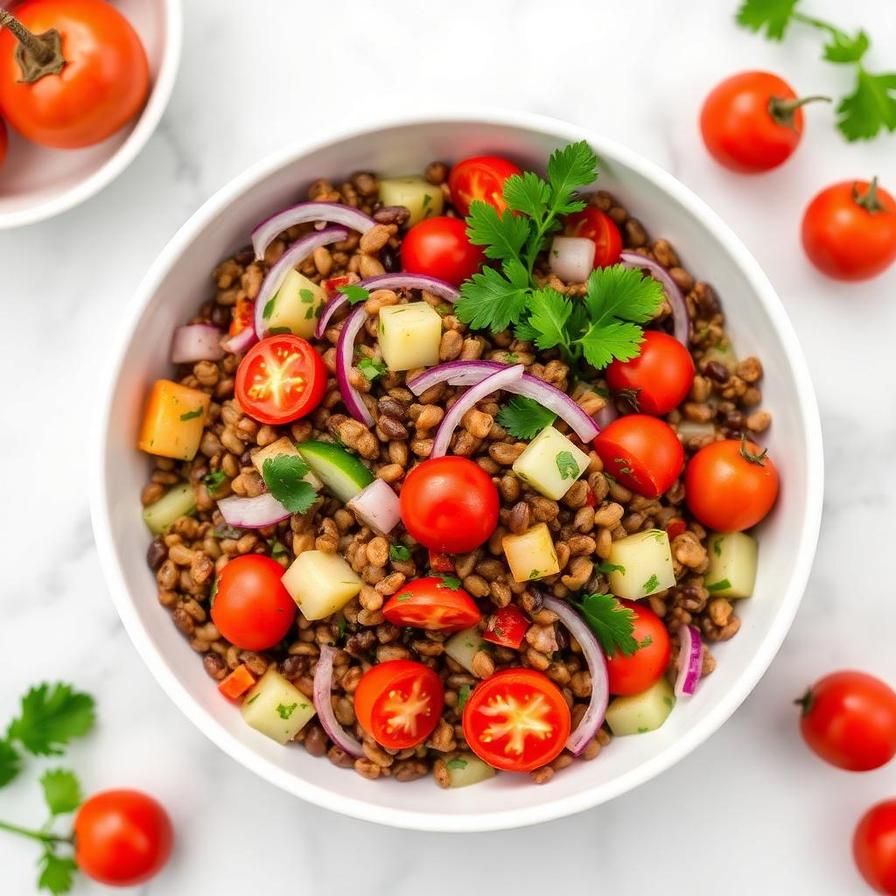 Halal High Protein Lentil Vegetable Salad