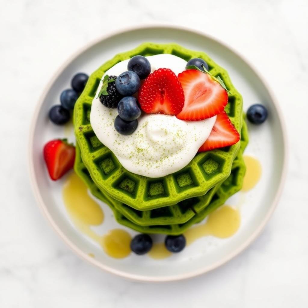 Halal High Protein Matcha Protein Breakfast Waffles Recipe