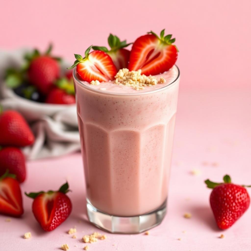 Halal High Protein Strawberry Shortcake Smoothie