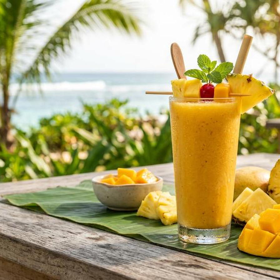 Halal High Protein Tropical Mango Pineapple Smoothie