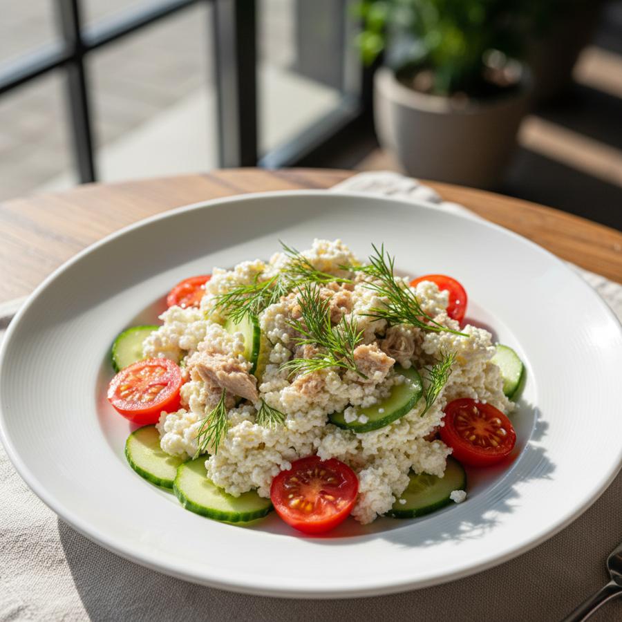 Halal High Protein Tuna Cottage Cheese Salad