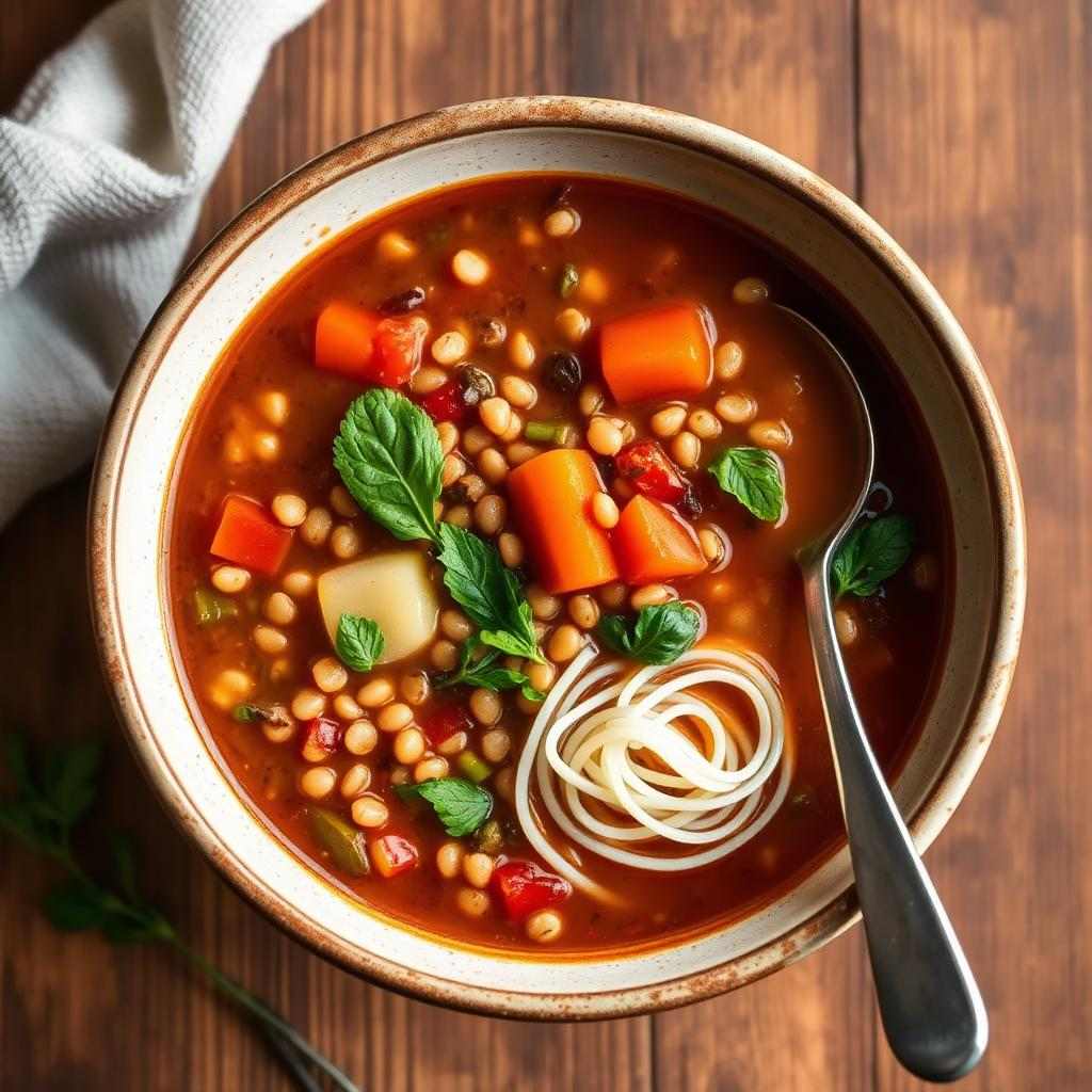 Halal High Protein Vegetable Lentil Soup