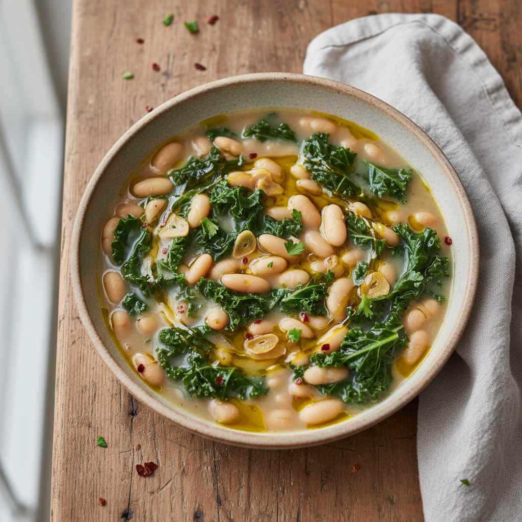 Halal High Protein White Bean Kale Soup (Tuscan-Inspired)