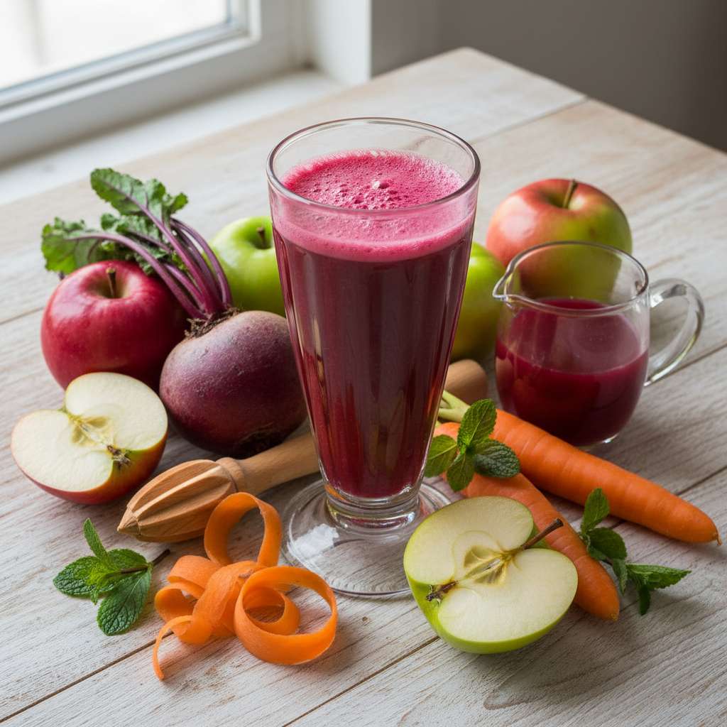 Halal Homemade Beetroot Apple Carrot Juice