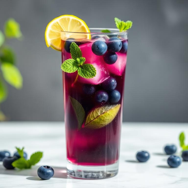 Halal Homemade Blueberry Mint Mocktail Recipe