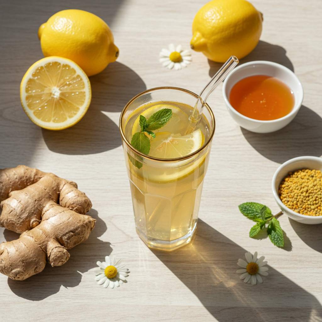 Halal Homemade Ginger Lemon Honey Detox Drink