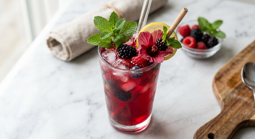 Halal Homemade Hibiscus Berry Iced Tea