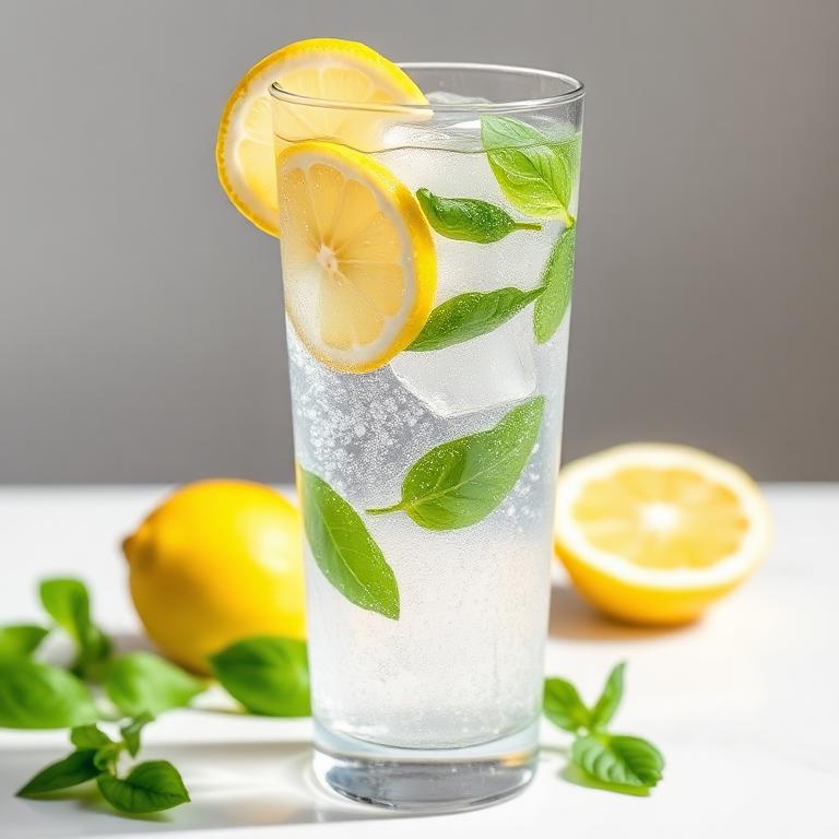 Halal Homemade Lemon Basil Sparkling Water Recipe