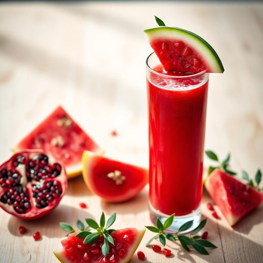 Halal Homemade Pomegranate Watermelon Juice Recipe