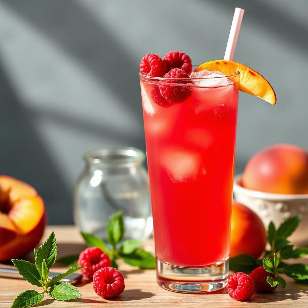 Halal Homemade Raspberry Peach Iced Tea Recipe