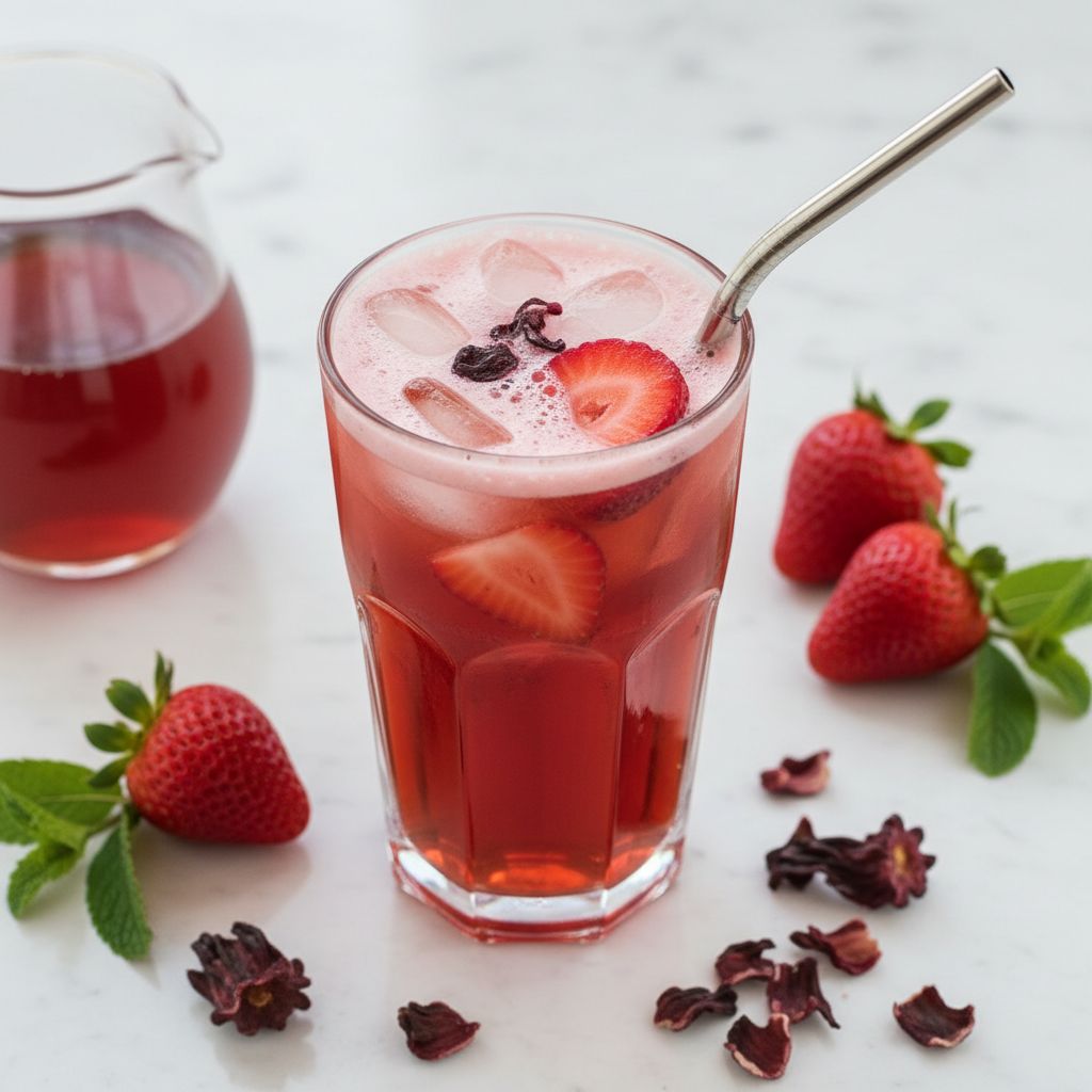 Halal Homemade Strawberry Hibiscus Iced Tea Recipe