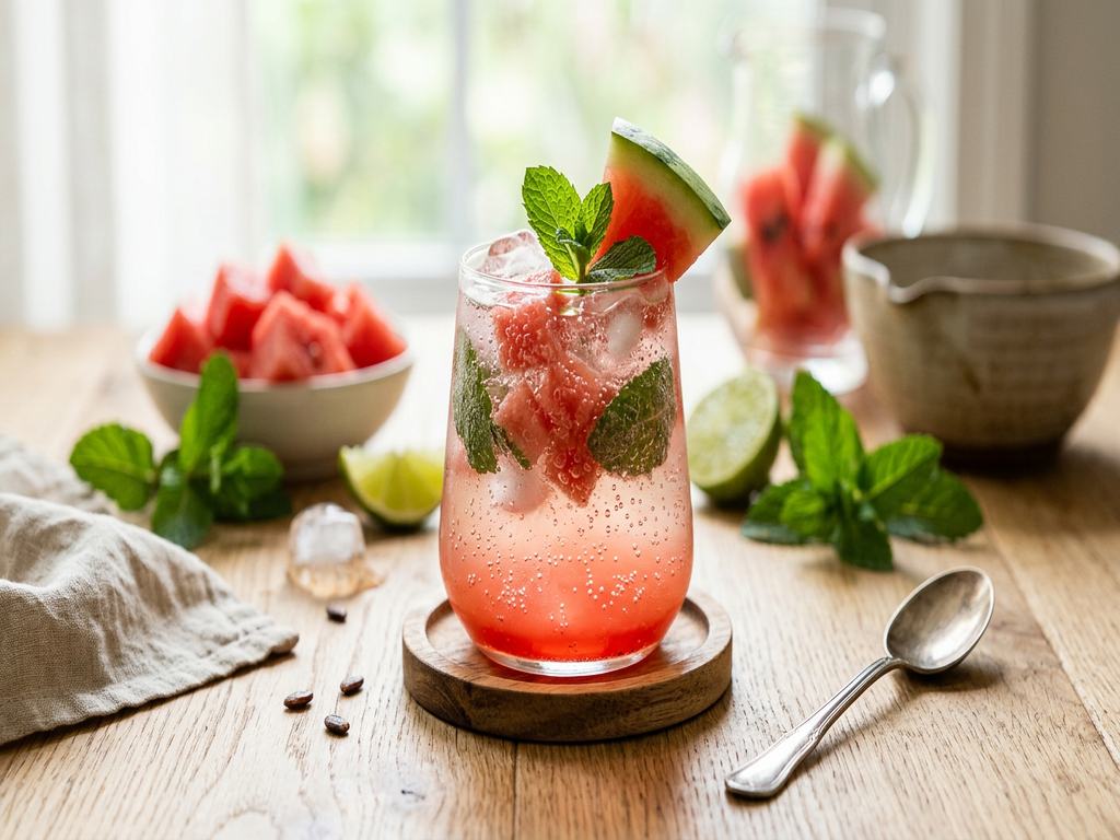 Halal Homemade Watermelon Mint Sparkling Drink Recipe