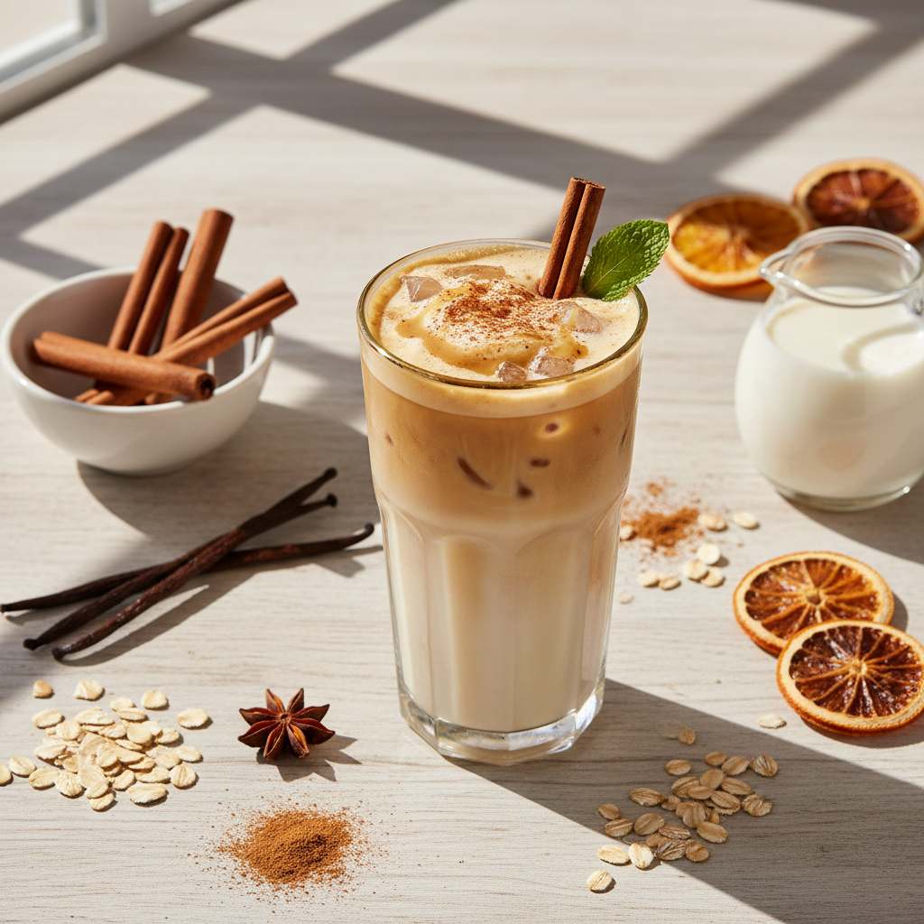 Halal Iced Cinnamon Vanilla Oat Milk Latte