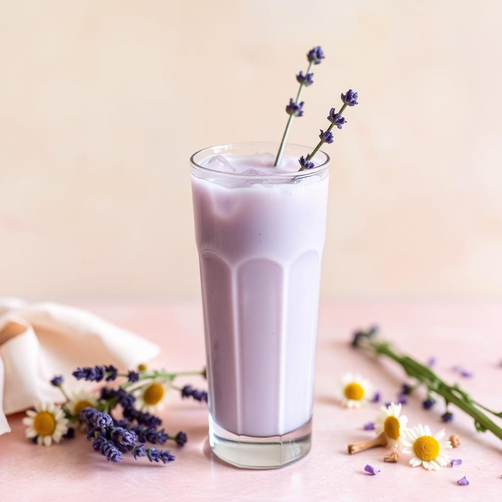Halal Iced Lavender Chamomile Milk Drink Recipe