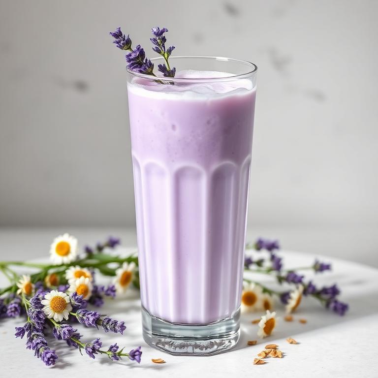 Halal Iced Lavender Chamomile Milk Drink Recipe