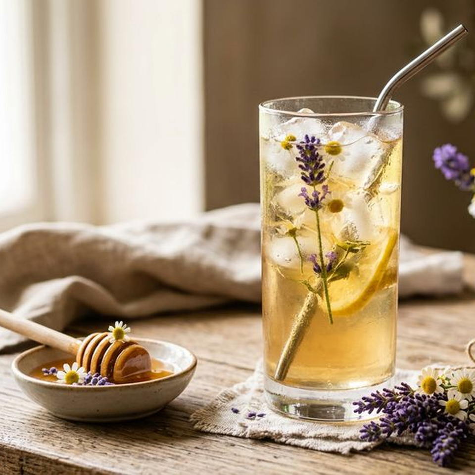 Halal Iced Lavender Honey Chamomile Tea