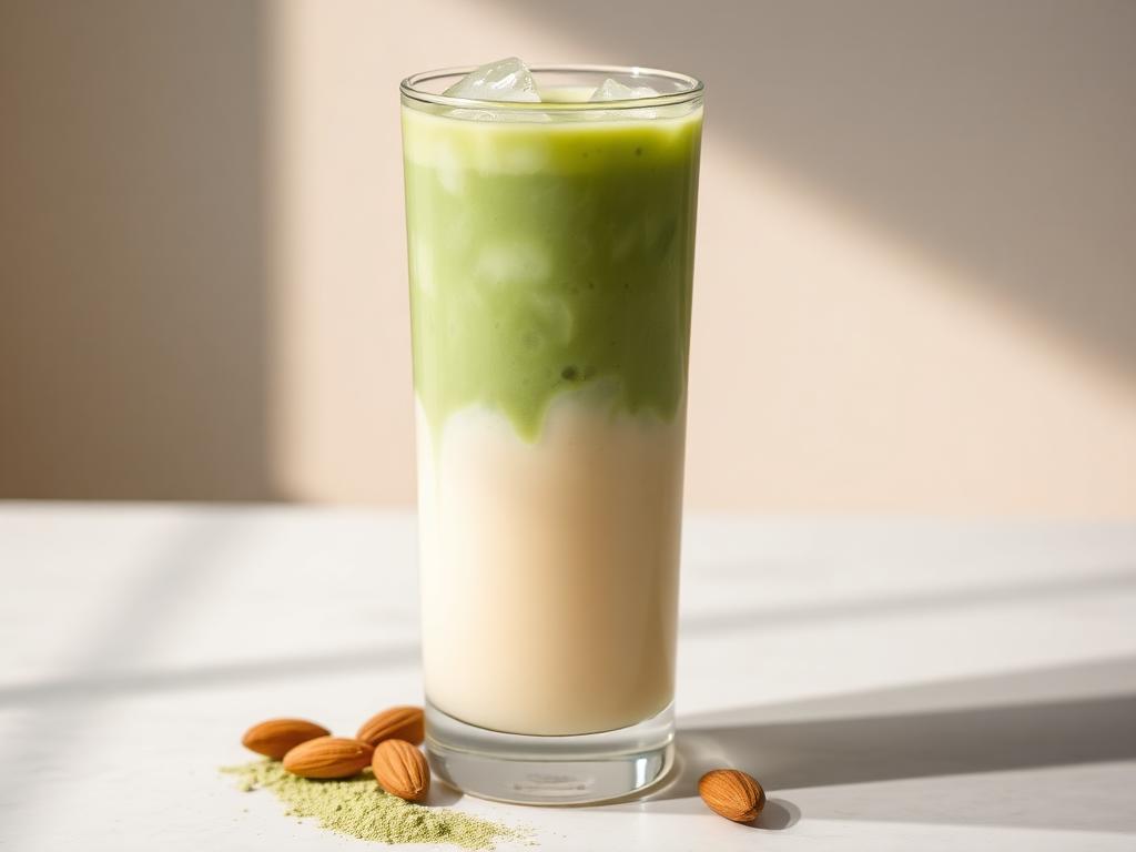 Halal Iced Matcha Almond Milk Drink Recipe