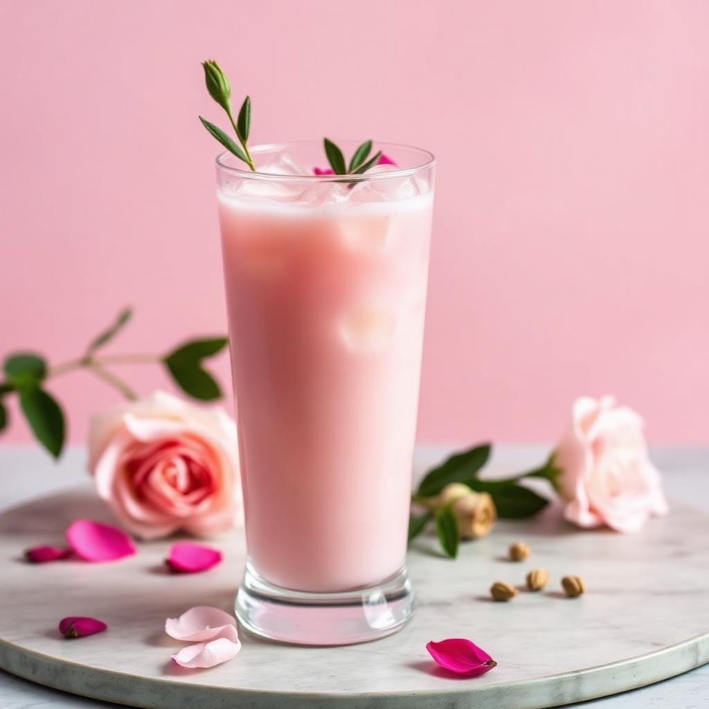 Halal Iced Rose Cardamom Milk Drink
