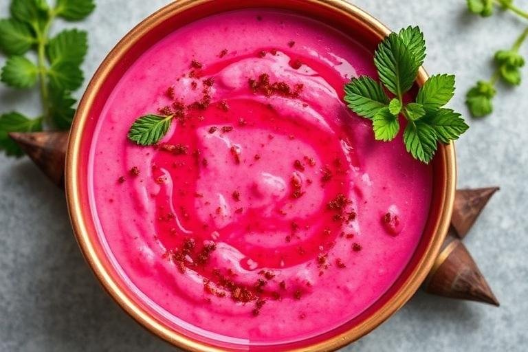 Halal Indian Style Beetroot Raita - Yogurt Healthy