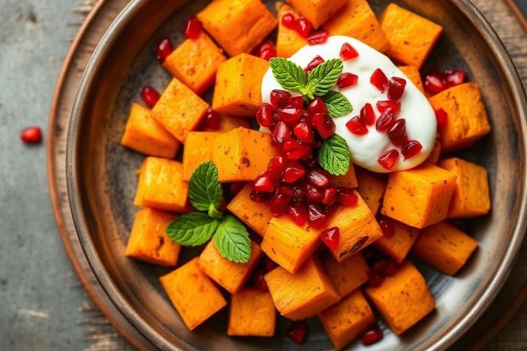 Halal Indian Style Sweet Potato Chaat - Healthy Snack