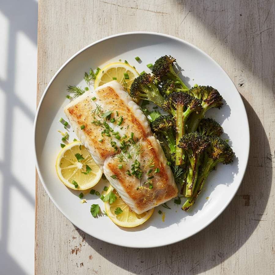 Halal Keto Baked Cod with Broccoli