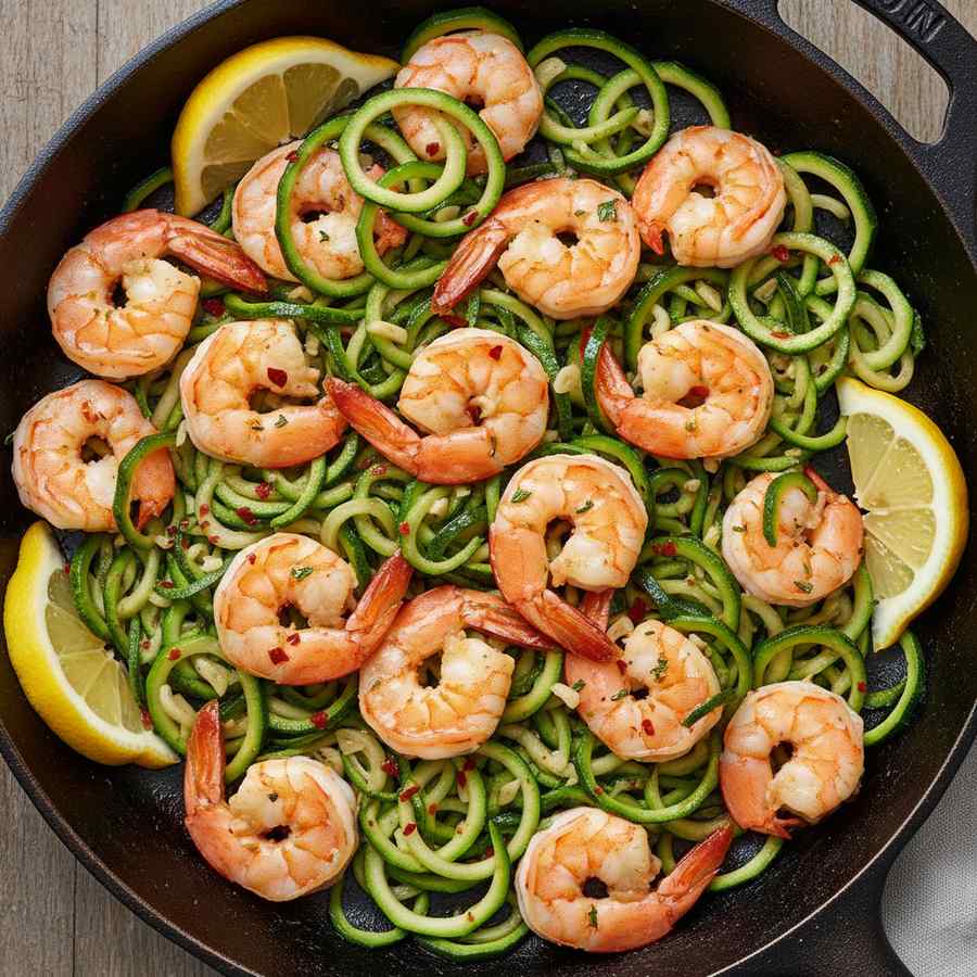 Halal Keto Shrimp Zucchini Stir Fry