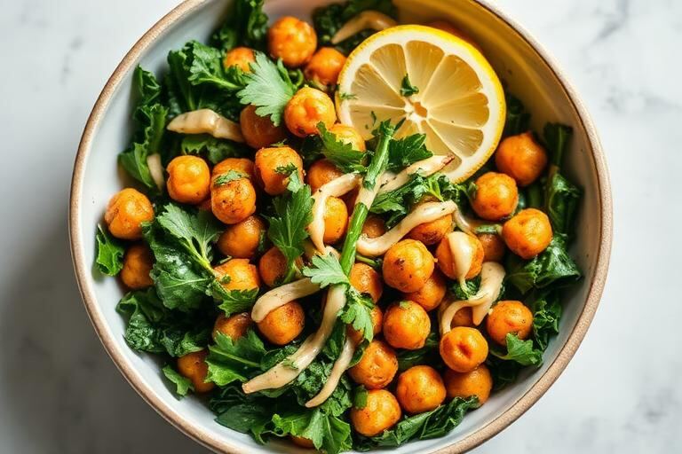 Halal Lebanese Crispy Chickpea and Greens Bowl