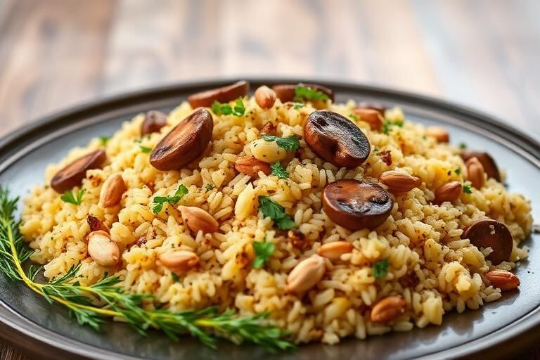 Halal Lebanese Hashweh Spiced Rice with Mushrooms