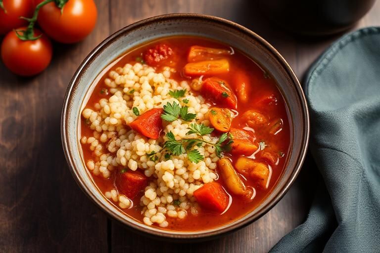 Halal Lebanese Moghrabieh Pearl Couscous Stew - Vegetarian