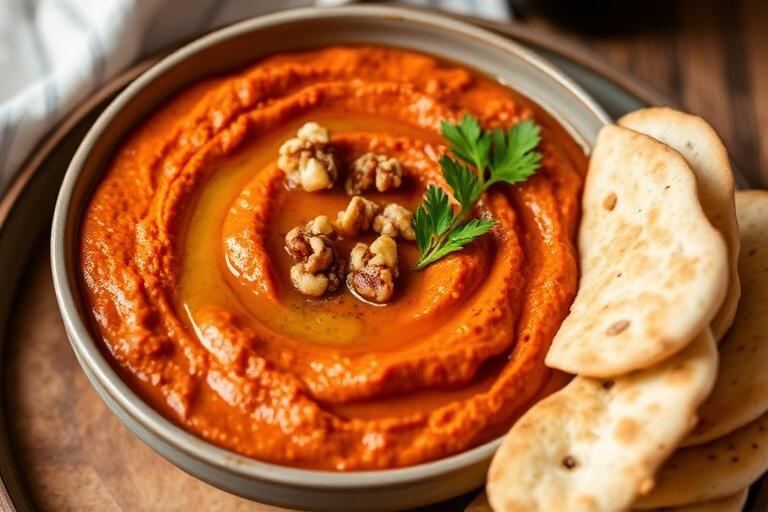 Halal Lebanese Red Pepper Walnut Dip (Muhammara)