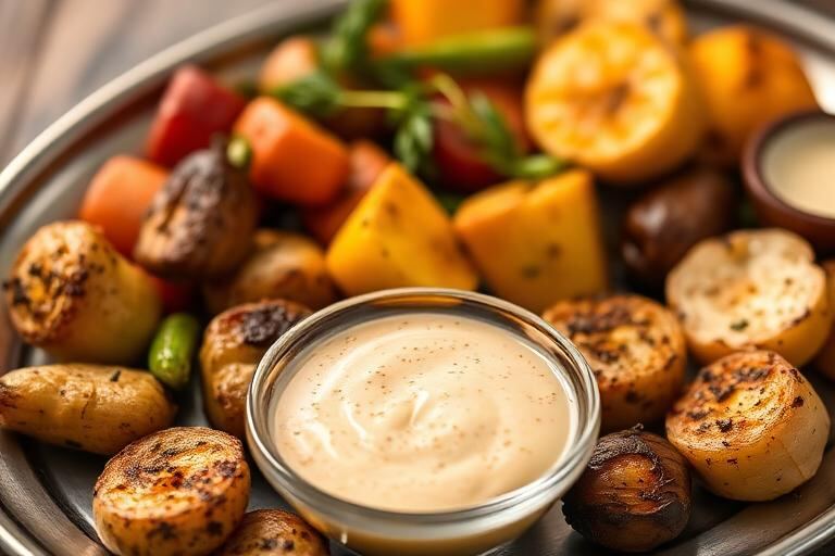 Halal Lebanese Toum Garlic Sauce with Roasted Vegetables