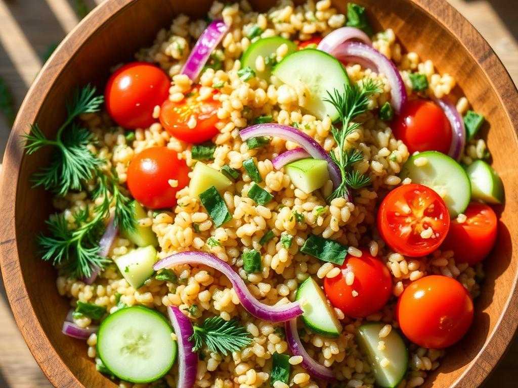Halal Lemon Herb Farro Salad Recipe (Mediterranean)