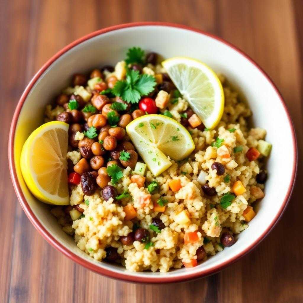 Halal Lentil and Cauliflower Rice Bowl (Low Carb)