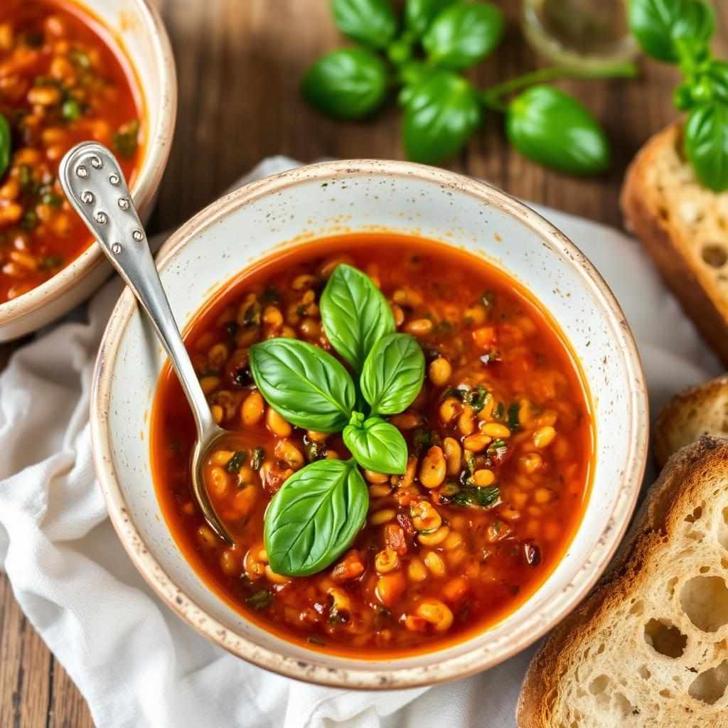 Halal Lentil and Roasted Tomato Soup (Mediterranean)