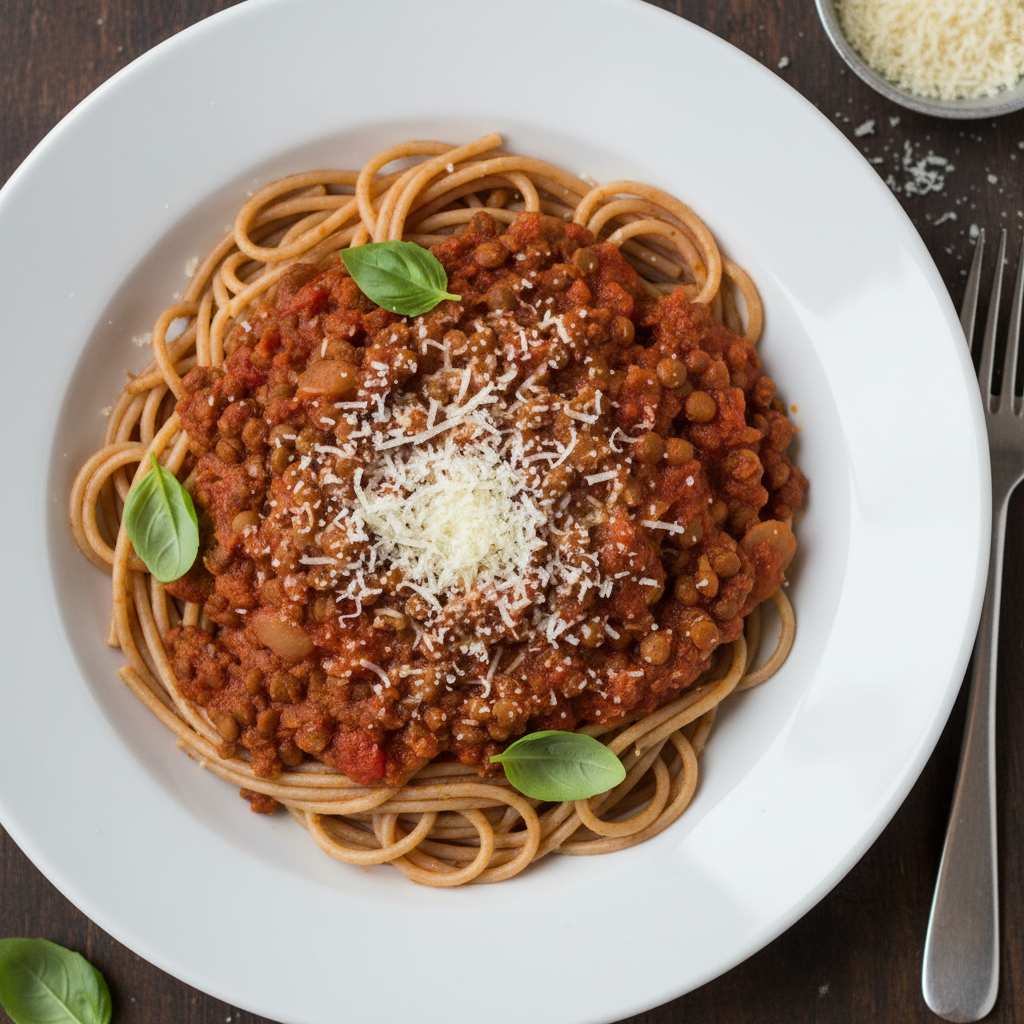 Halal Lentil Bolognese Pasta (Vegetarian Healthy)