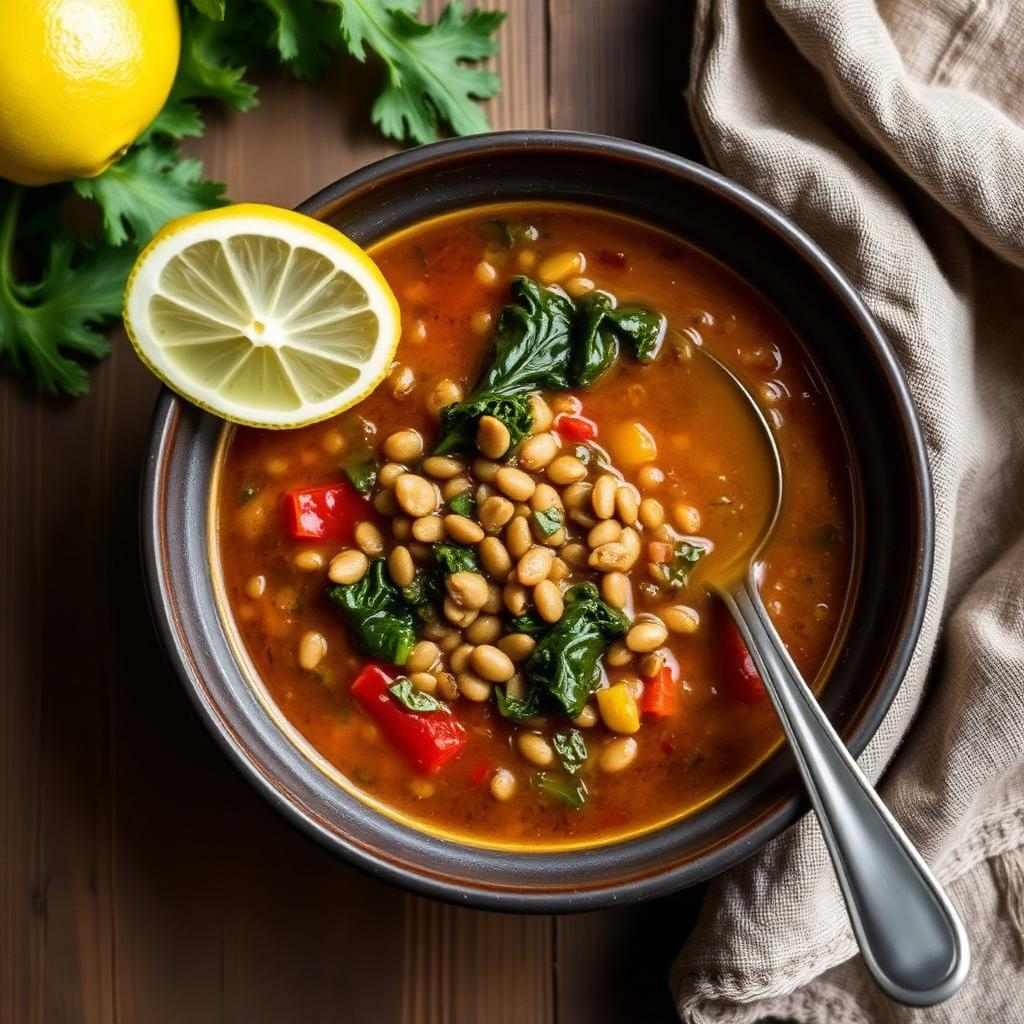 Halal Lentil Kale Soup (One-Pot)