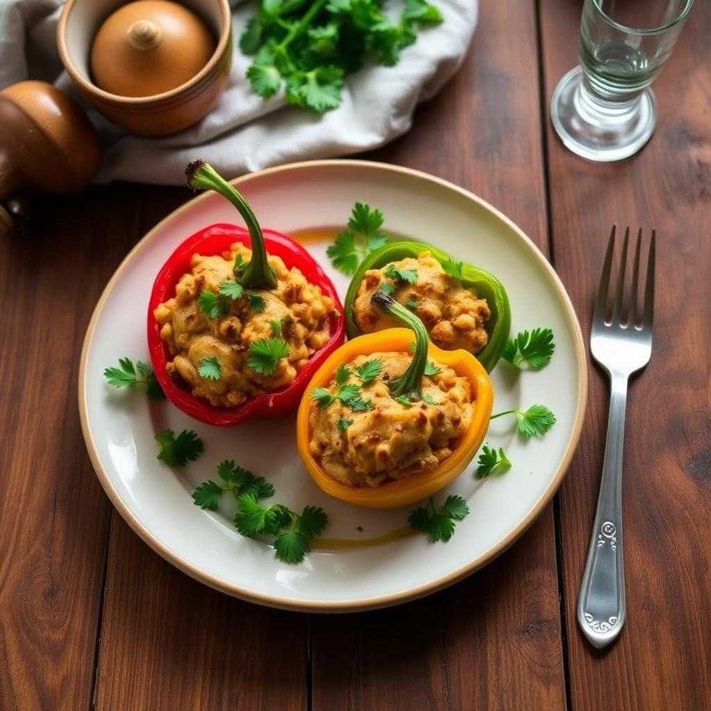 Halal Low Calorie Chicken Stuffed Bell Peppers Recipe