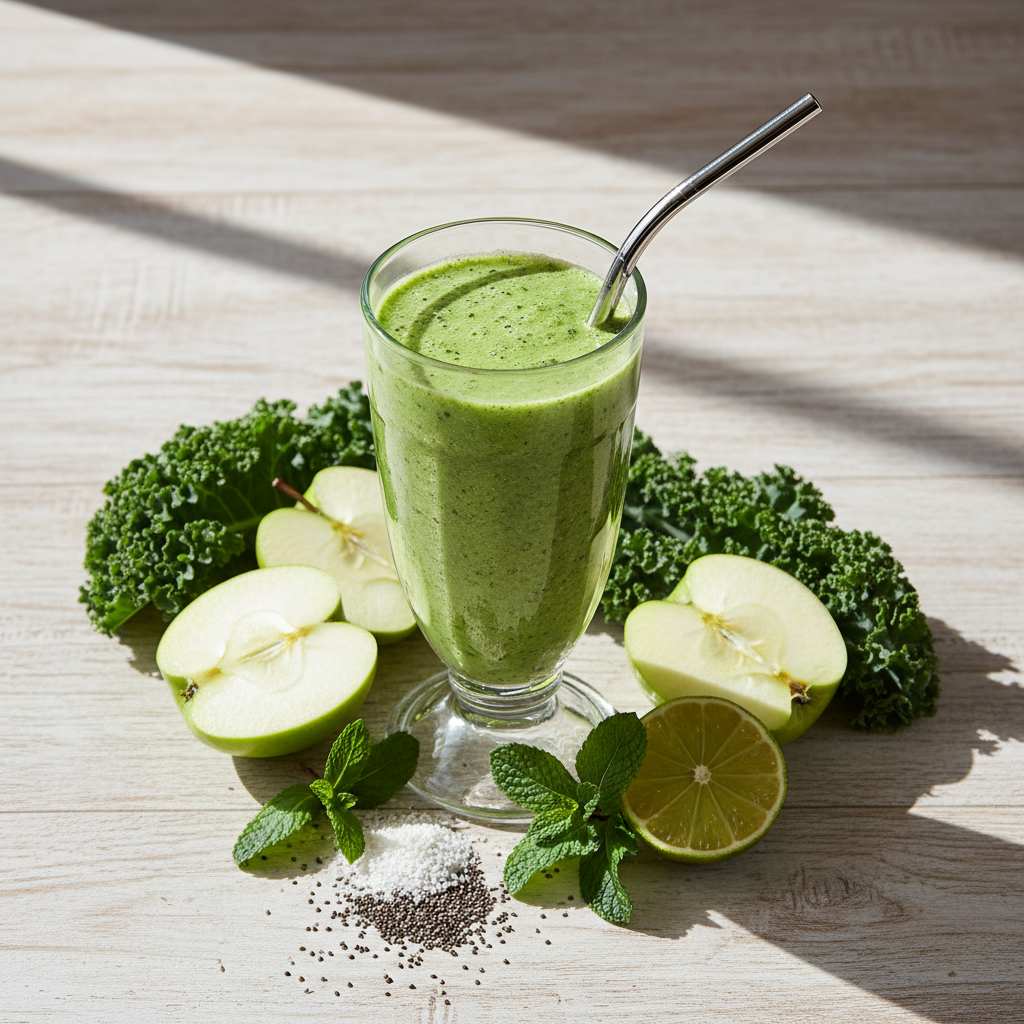 Halal Low Calorie Green Apple Kale Smoothie