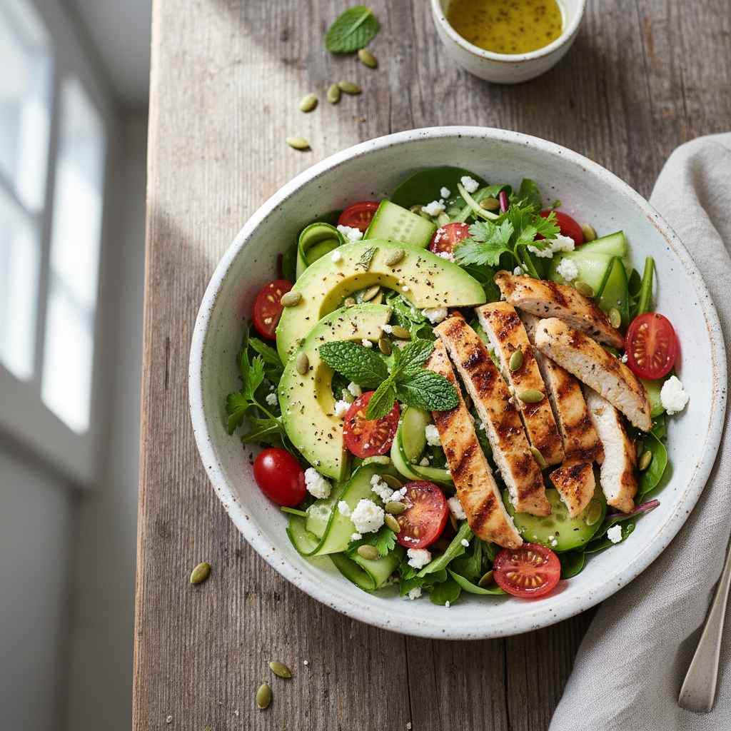 Halal Low Calorie Grilled Chicken Salad Bowl Recipe