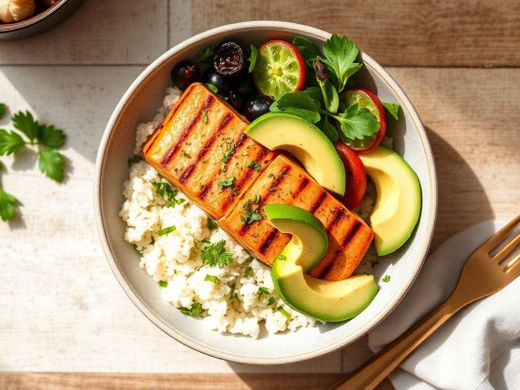 Halal Low Calorie Grilled Salmon Bowl Recipe